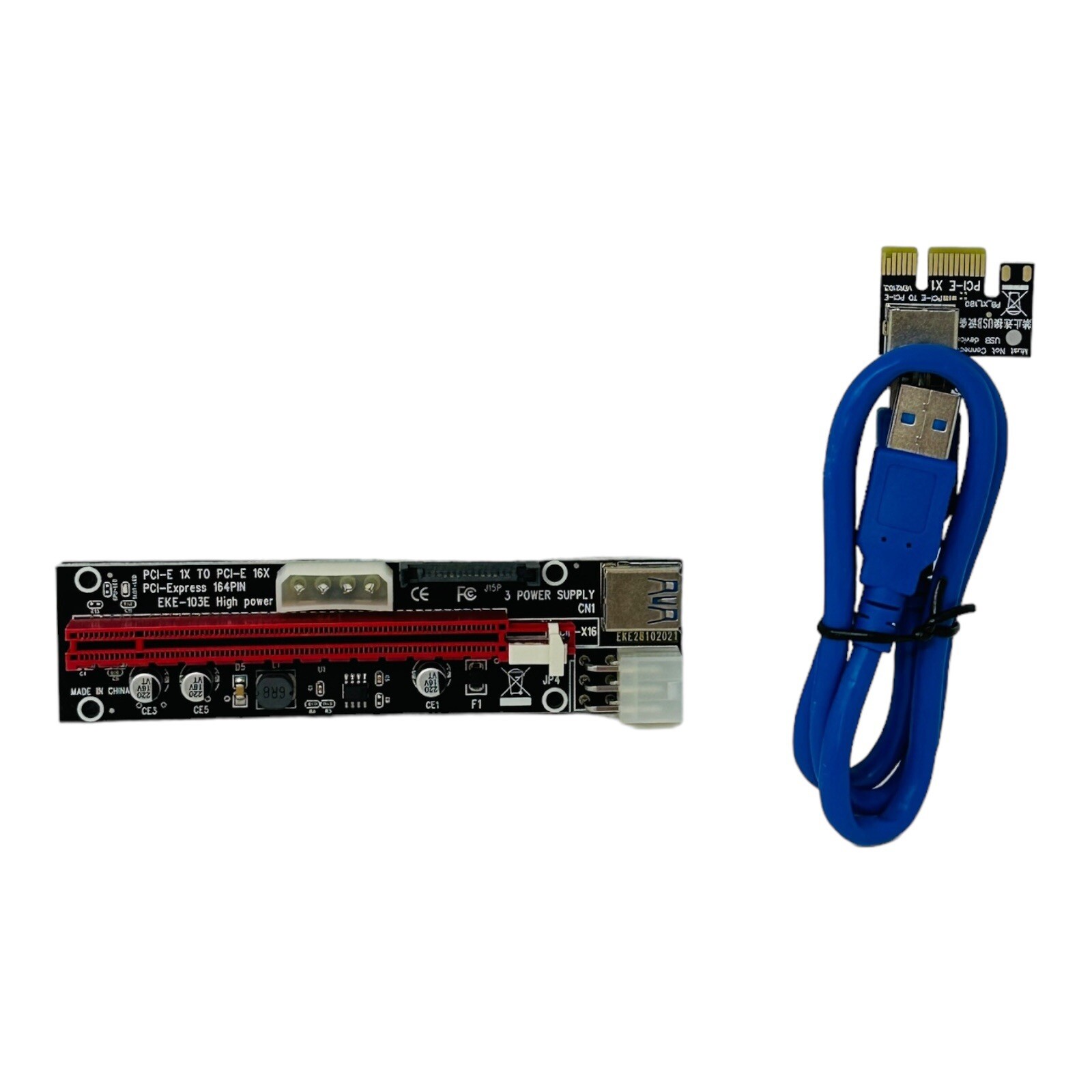 6 Pcs PCI-E 1x to 16x Powered GPU Riser Adapter Card USB 3.0 Extender Cable Lot