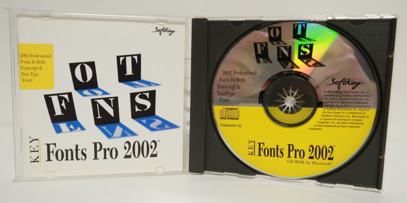 Key Fonts Pro 2002 Softkey PC Computer Program Software CD Rom - For Macintosh