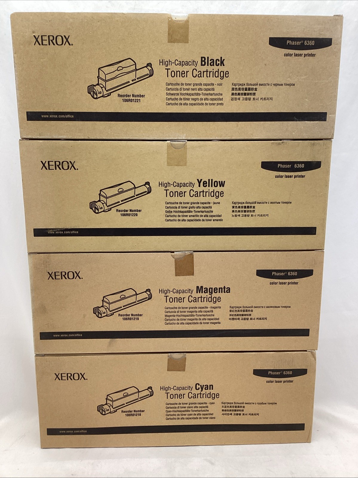 XEROX PHASER 6360 High Capacity Toner Set of 4 Cyan Yellow Black Magenta New