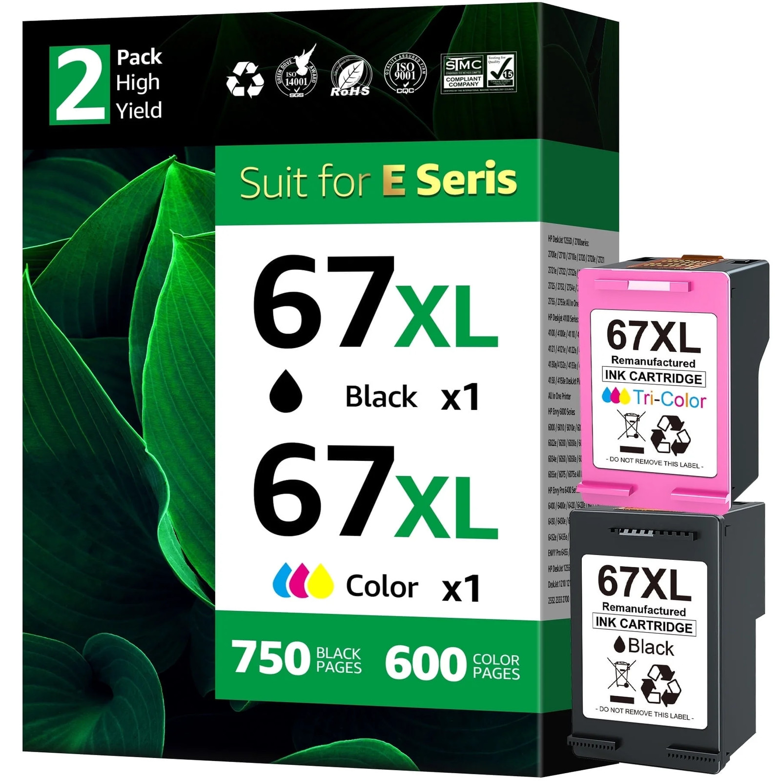 HP 67 XL Ink 2-Pack – Black & Tri-Color, Compatible for HP DeskJet Series