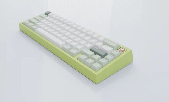 Meletrix Zoom65 V3, Frosted Tail Lights, Milky Green Case, Milk Tea Backplate