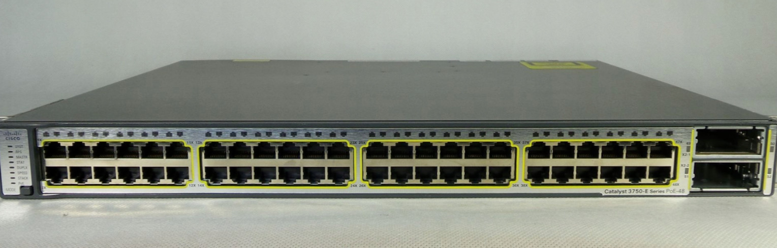 Cisco Catalyst WS-C3750E-48PD-SF 48-Port Gigabit PoE Ethernet Switch 1power sup.