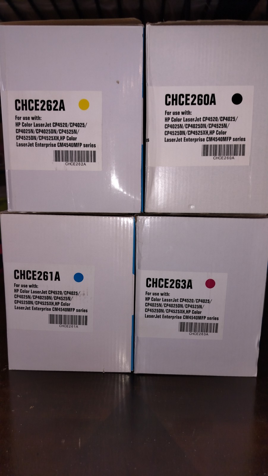Multi pack hp color laser jet toner cartridges cp4540mfp   red yellow black blue