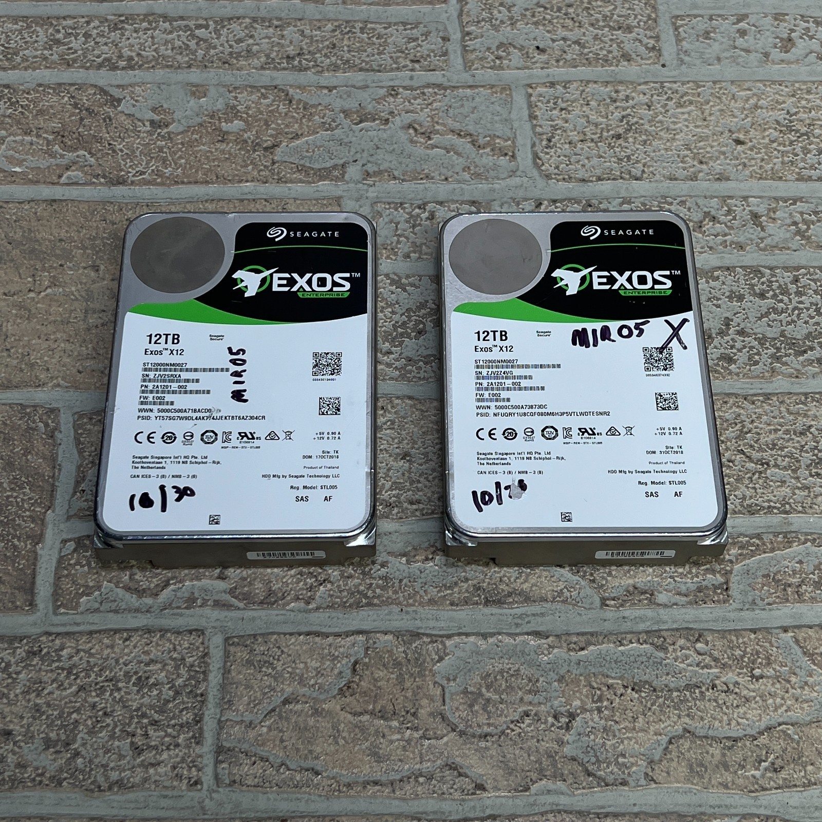 Pair of Seagate Exos X12 12TB 7.2K SAS 12Gb/s 3.5" Internal HDD ST12000NM0027