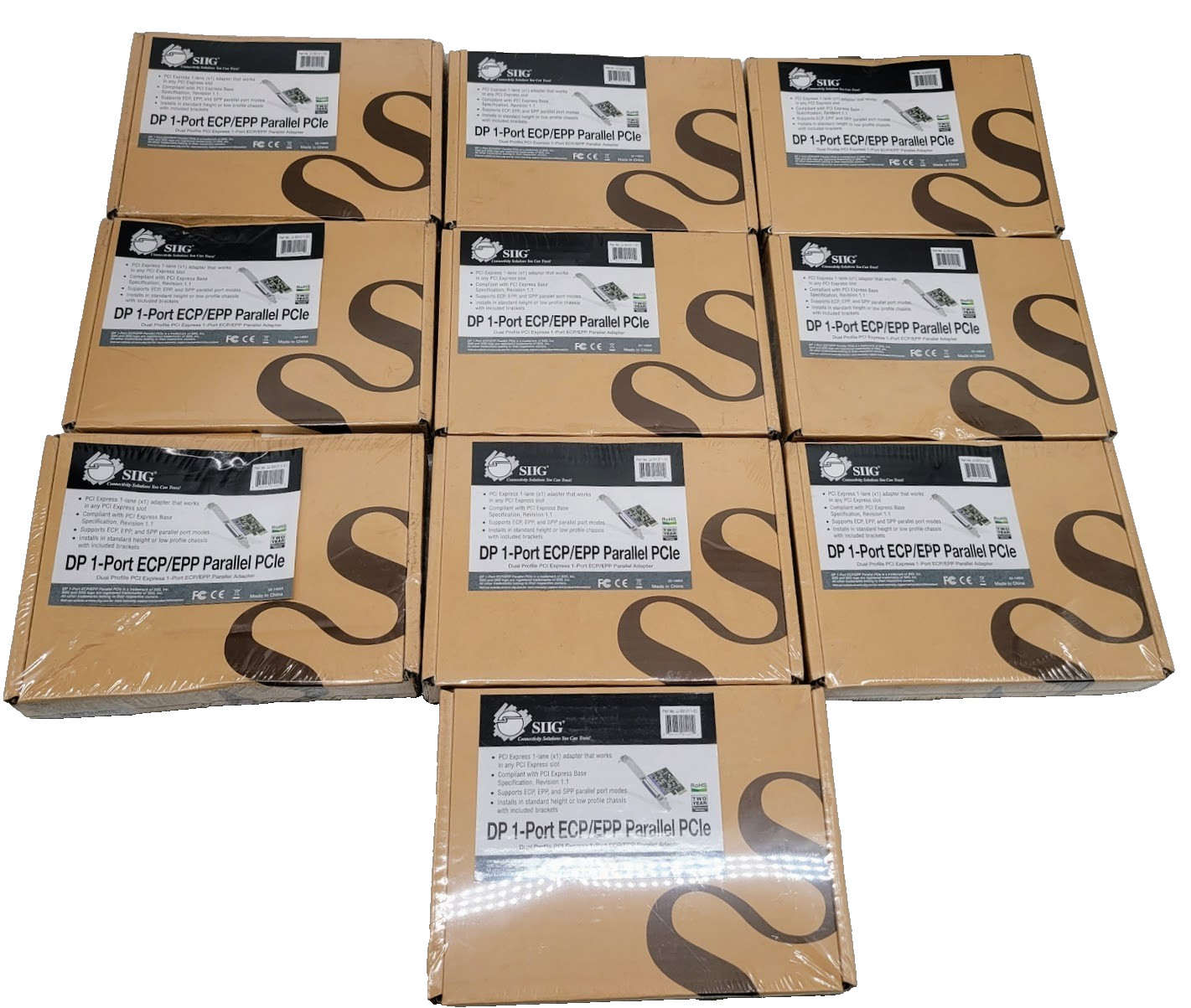 Lot of 10 SIIG DP 1-Port ECP/EPP Parallel PCIe (JJ-E01211-S1)
