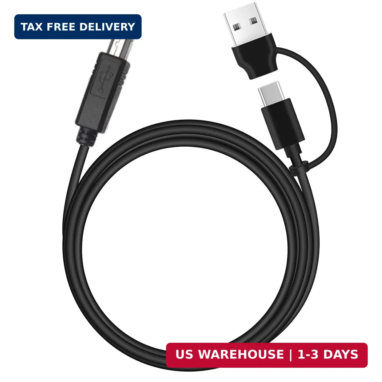 EGK 2 in 1 USB C to USB B Printer Cable with USB A Adapter, 6.5 Ft