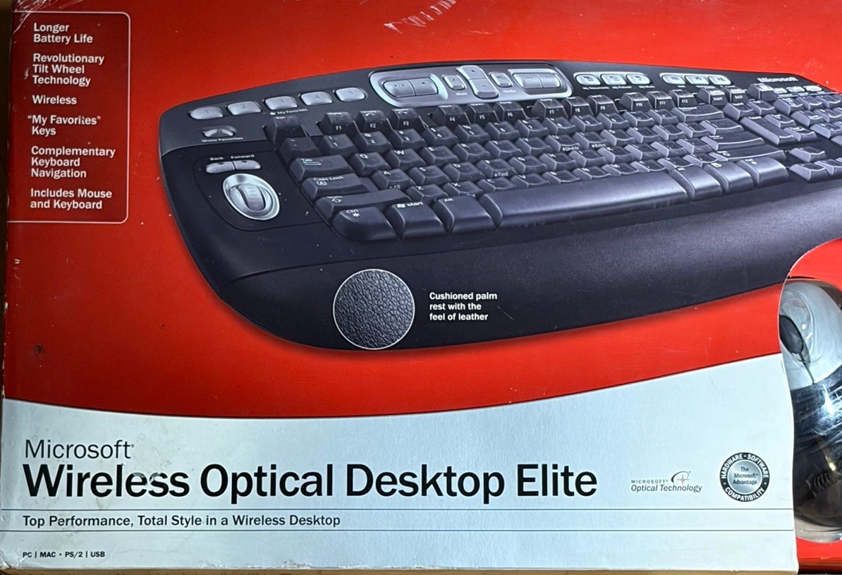 NEW Microsoft Wireless Optical Desktop Elite USB/PS2 Keyboard And Mouse Combo