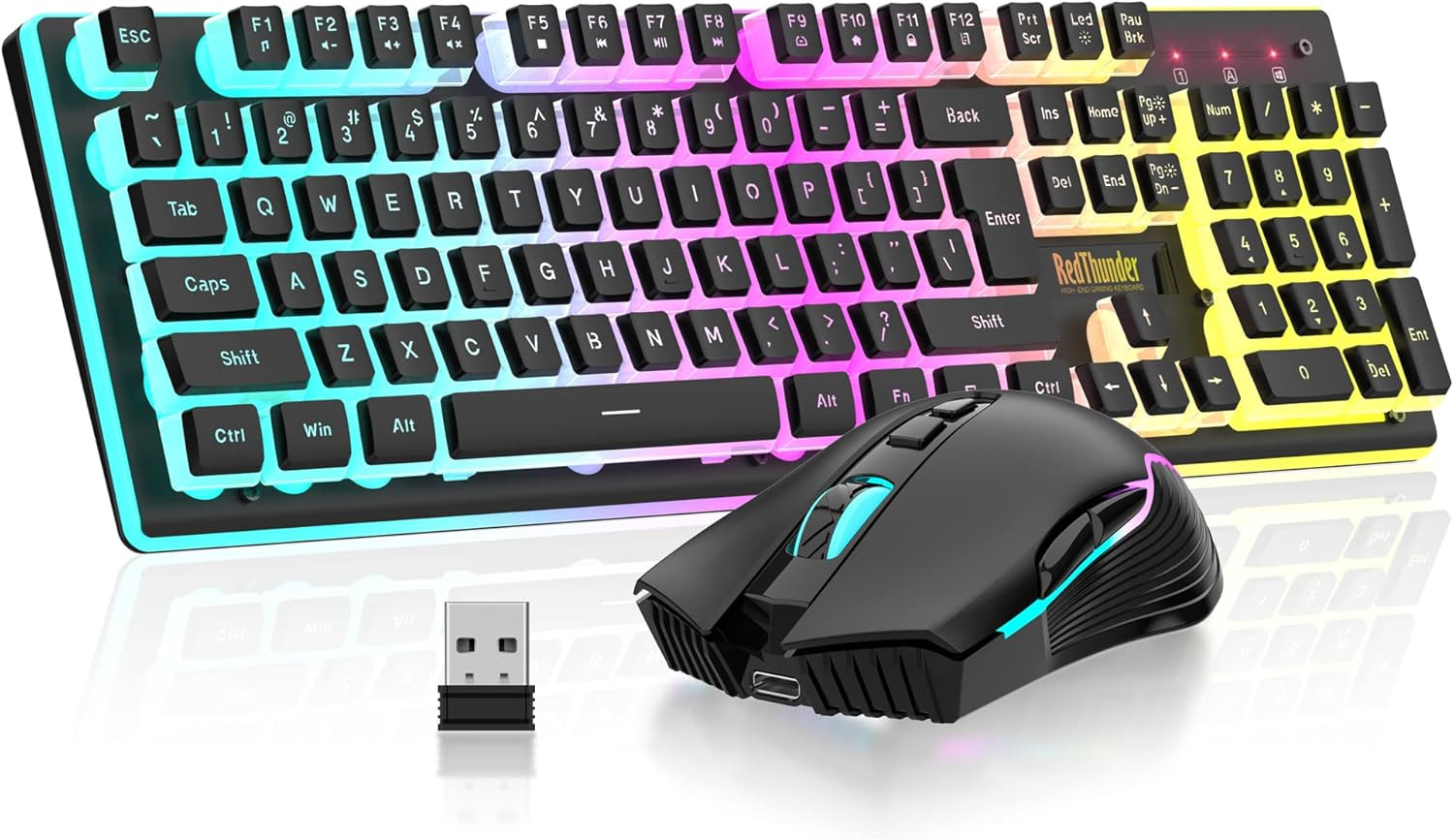 K10 Wireless Gaming Keyboard and Mouse Combo, RGB Backlit