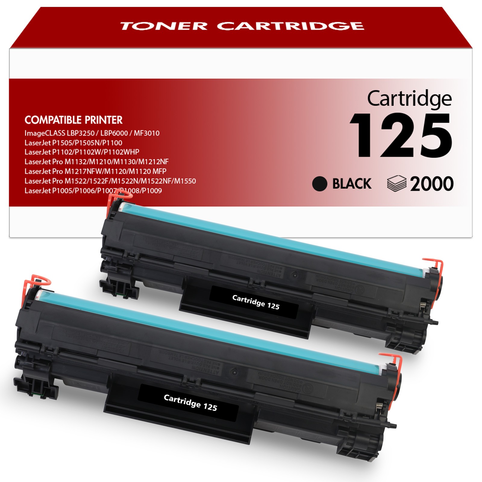 2 Pack 125 Black Toner High Yield for Canon CRG125 imageCLASS MF3010 LBP6030w