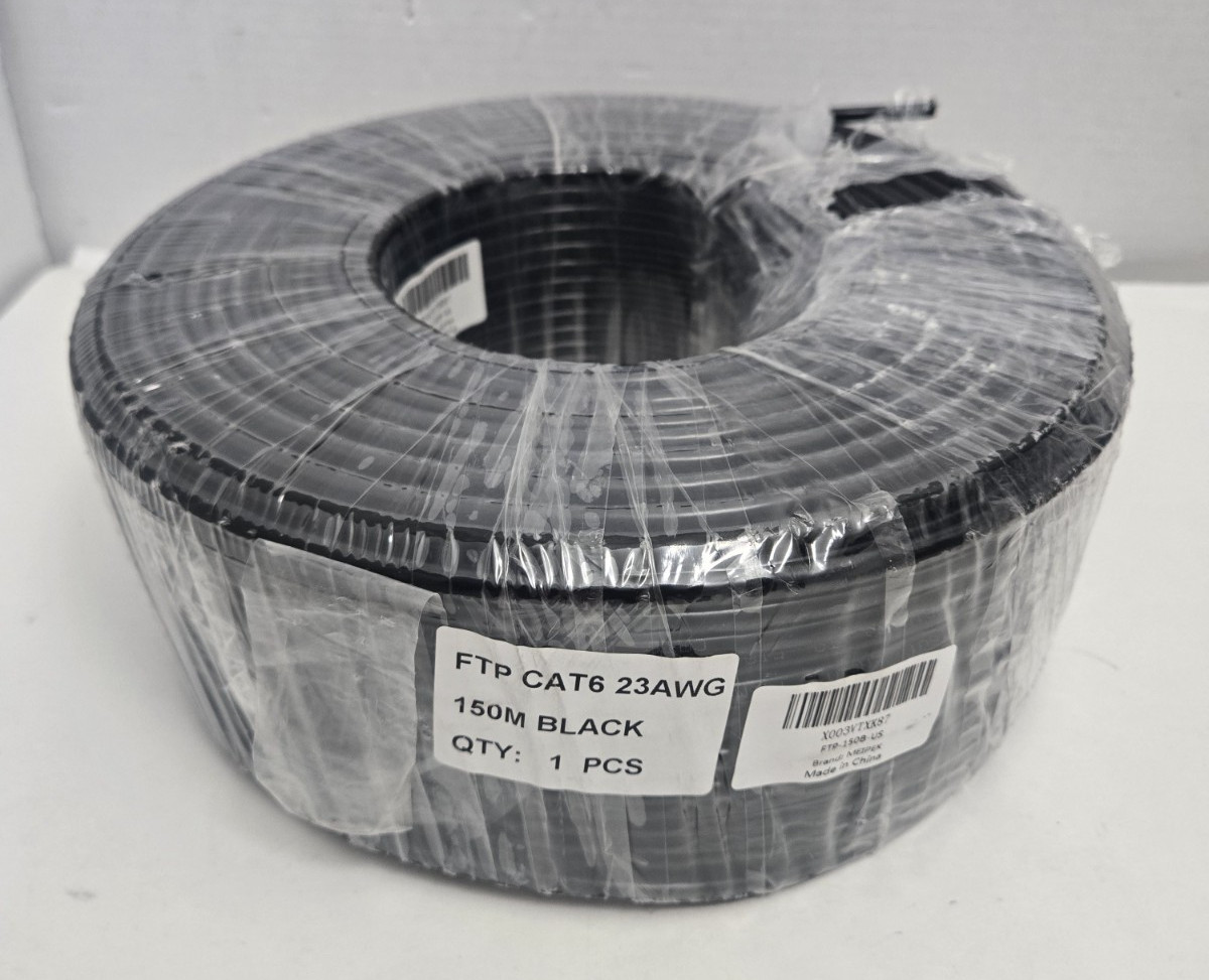 READ Cat 6 Outdoor Ethernet Cable 500ft Shielded Direct Burial 150M Black 23AWG