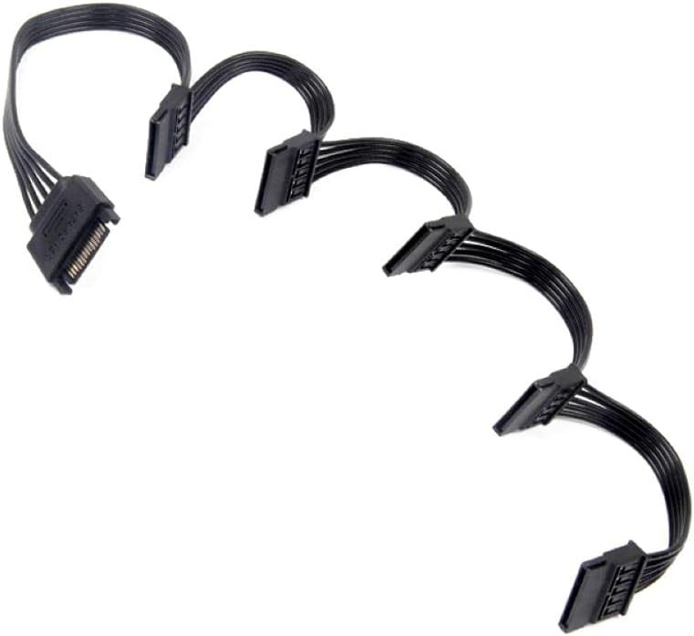 Versatile 24 Inch SATA Power Cable - 15 Pin to 5 Connector for Multi-Devices