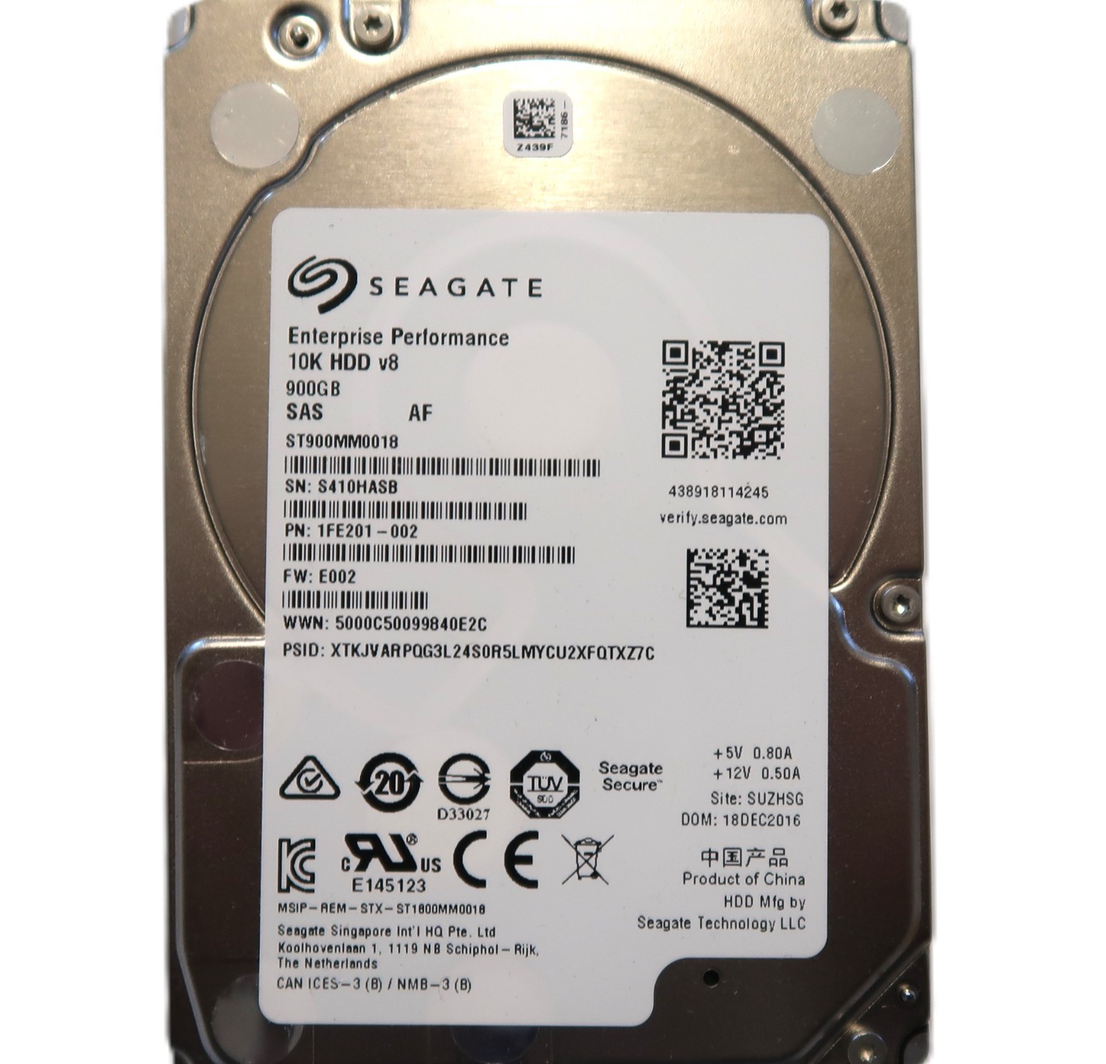 Seagate ST900MM0018 1FE201-002 FW:E002 128mb 10k 12Gb/s 900gb 2.5" SAS HDD