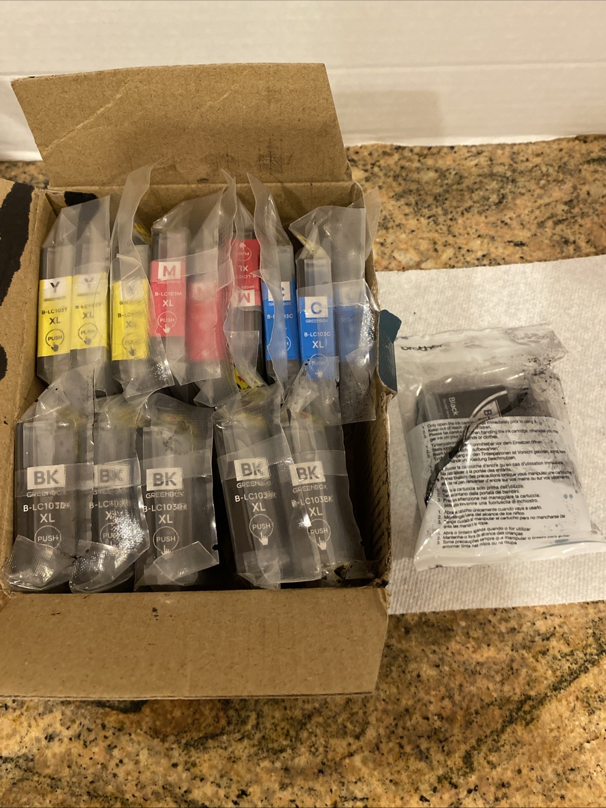 Greenbox B-LC103 Ink Cartridges Black (6) + 3 Yellow + 3 Pink + 3 Blue Sealed