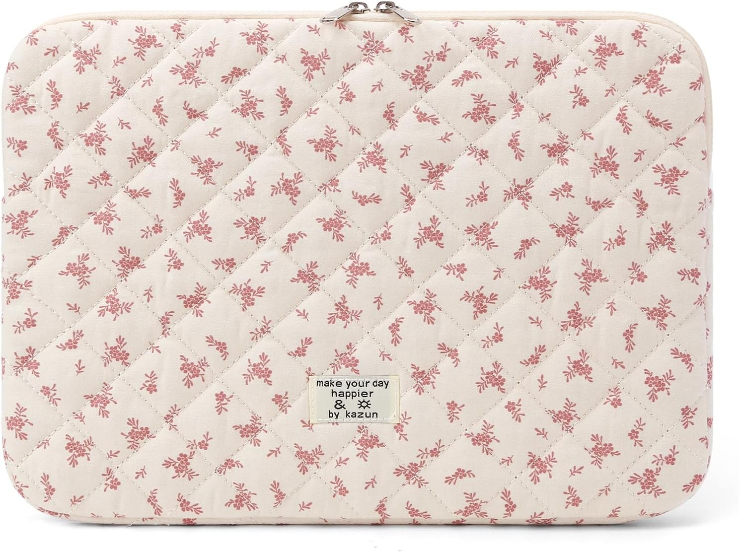 Quilted Padded Floral Laptop Sleeve for 13 Inch MacBook - Cute Puffy Case