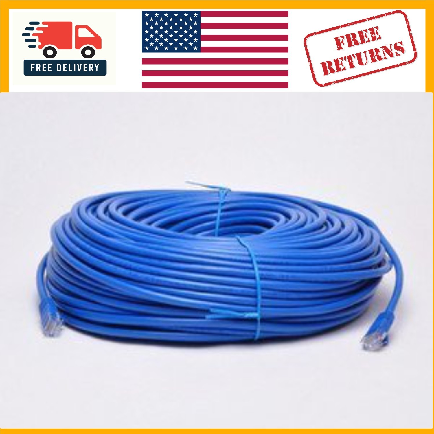 200ft High-Speed CAT6 Ethernet Cable with Male RJ45 Connectors for Versatile Use