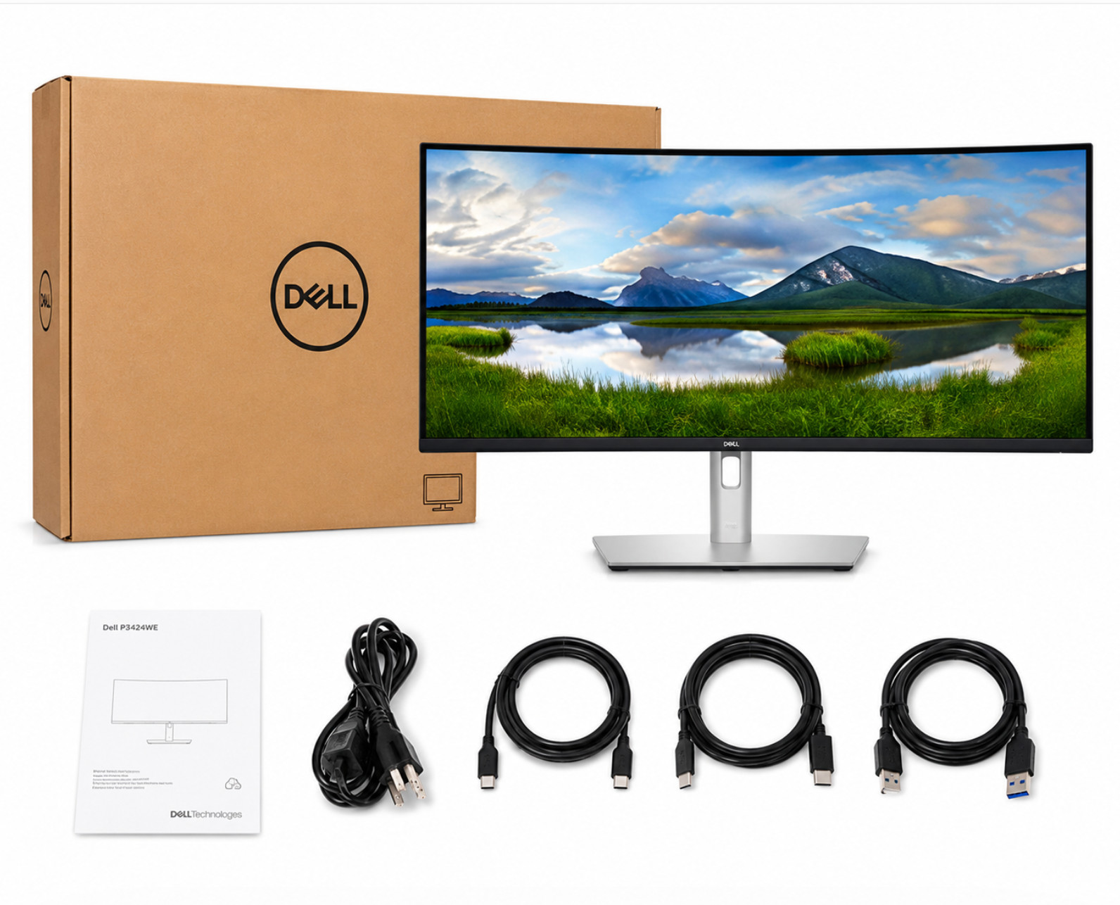 NEW Dell P3424WE 34" Curved WQHD USB-C Hub Monitor 3440x1440 IPS RJ45
