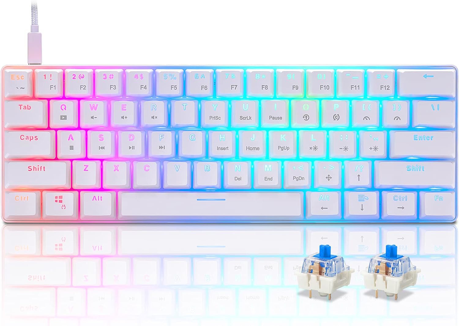 60% Mechanical Keyboard Gaming RGB Backlit with app Compact 61 Key Portable Mini