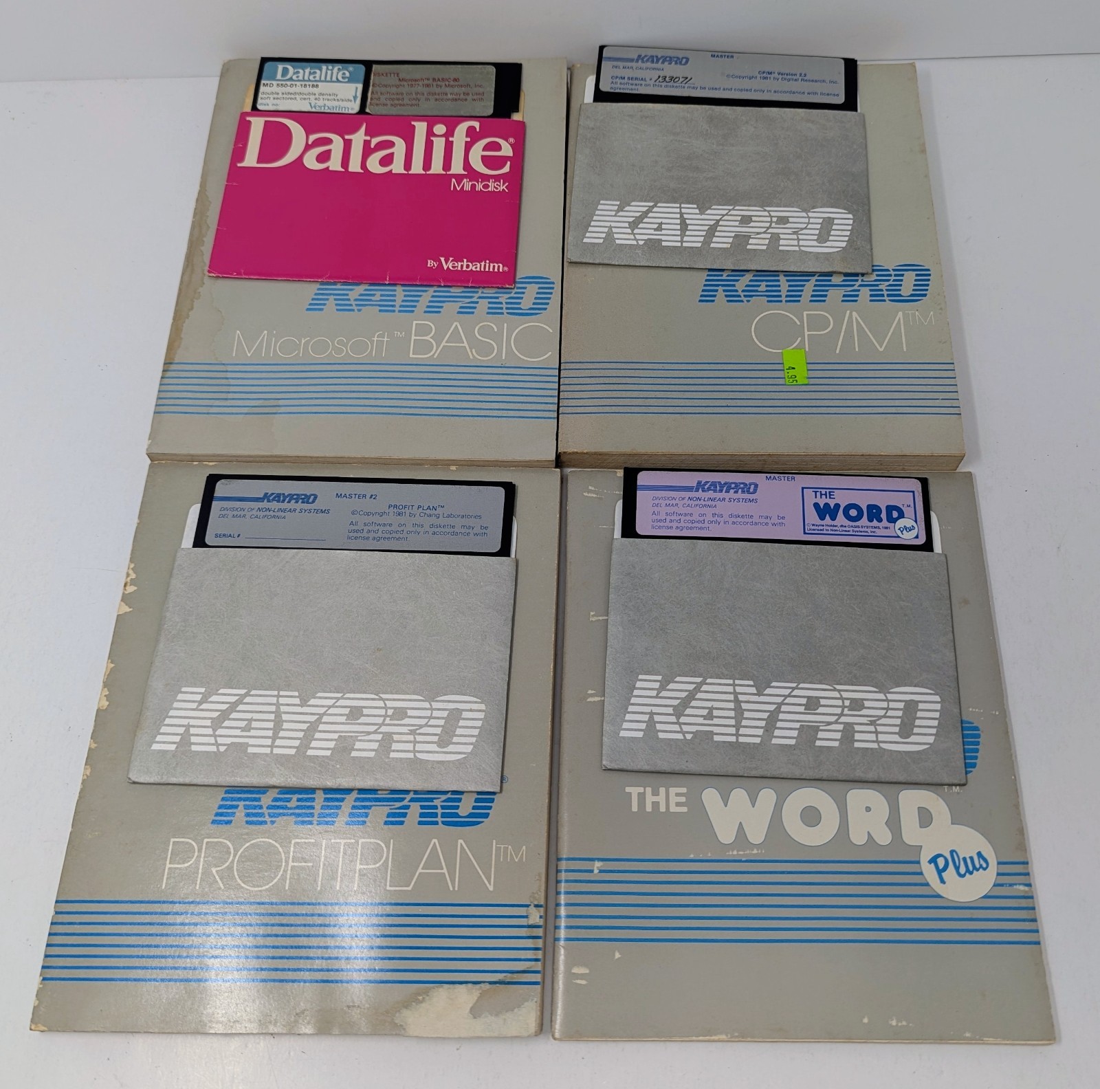 Kaypro 5.25" Disk Software & Manual Lot - Microsoft Basic-80, CP/M, Word, & More