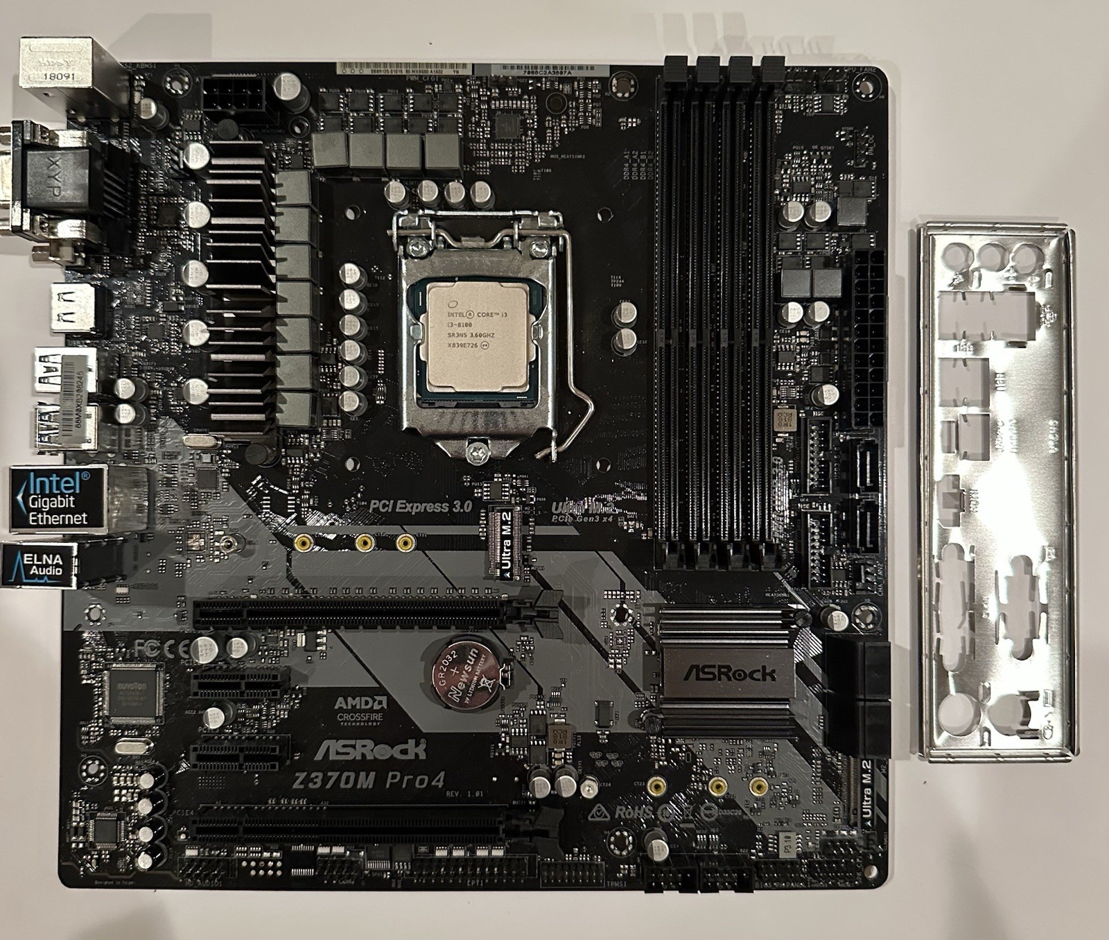 ASRock Z370M Pro4 Desktop Motherboard + Intel Core i3-8100 - Includes I/O Shield