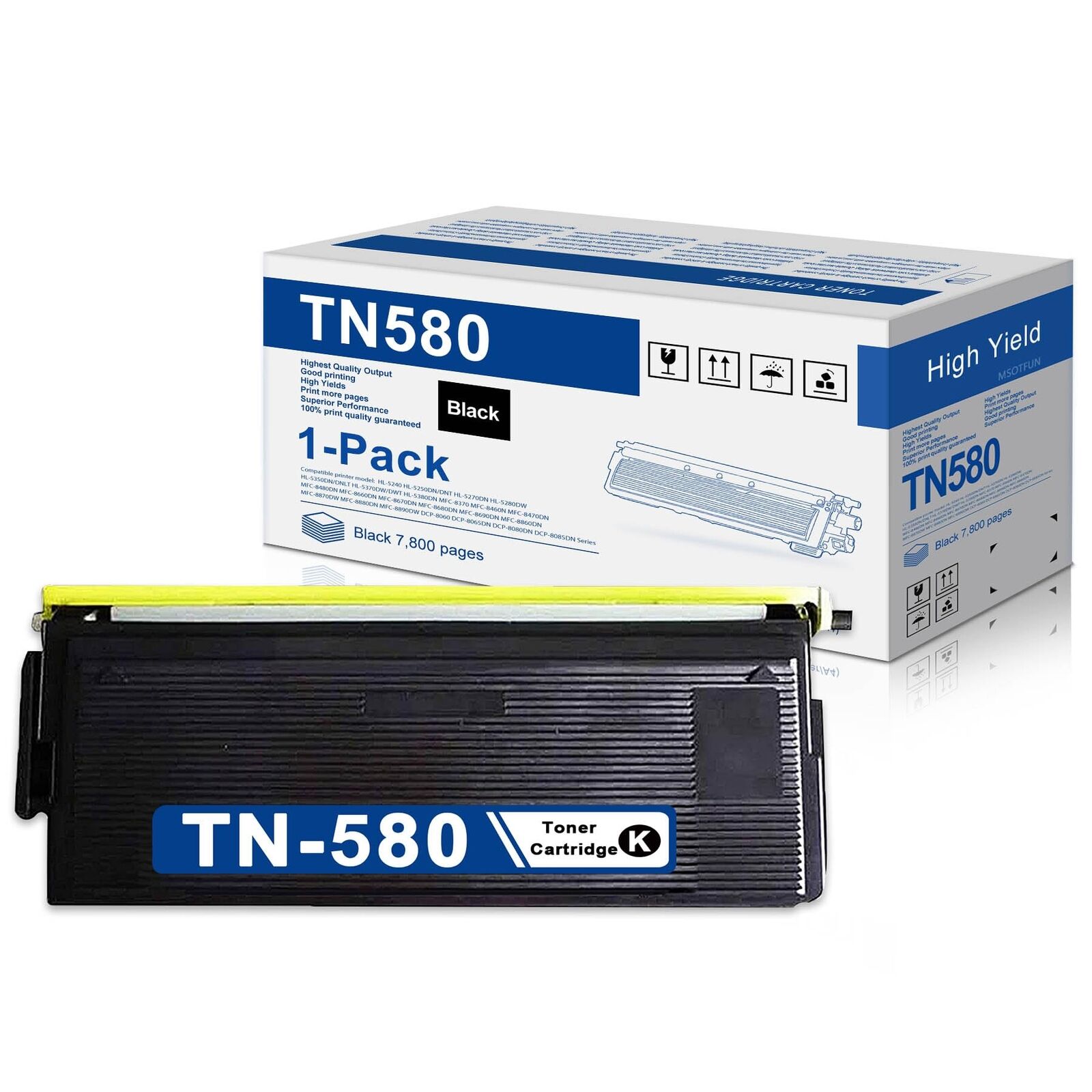 TN-580 TN580 Black Toner Cartridge Replacement for Brother TN-580 High-Yield