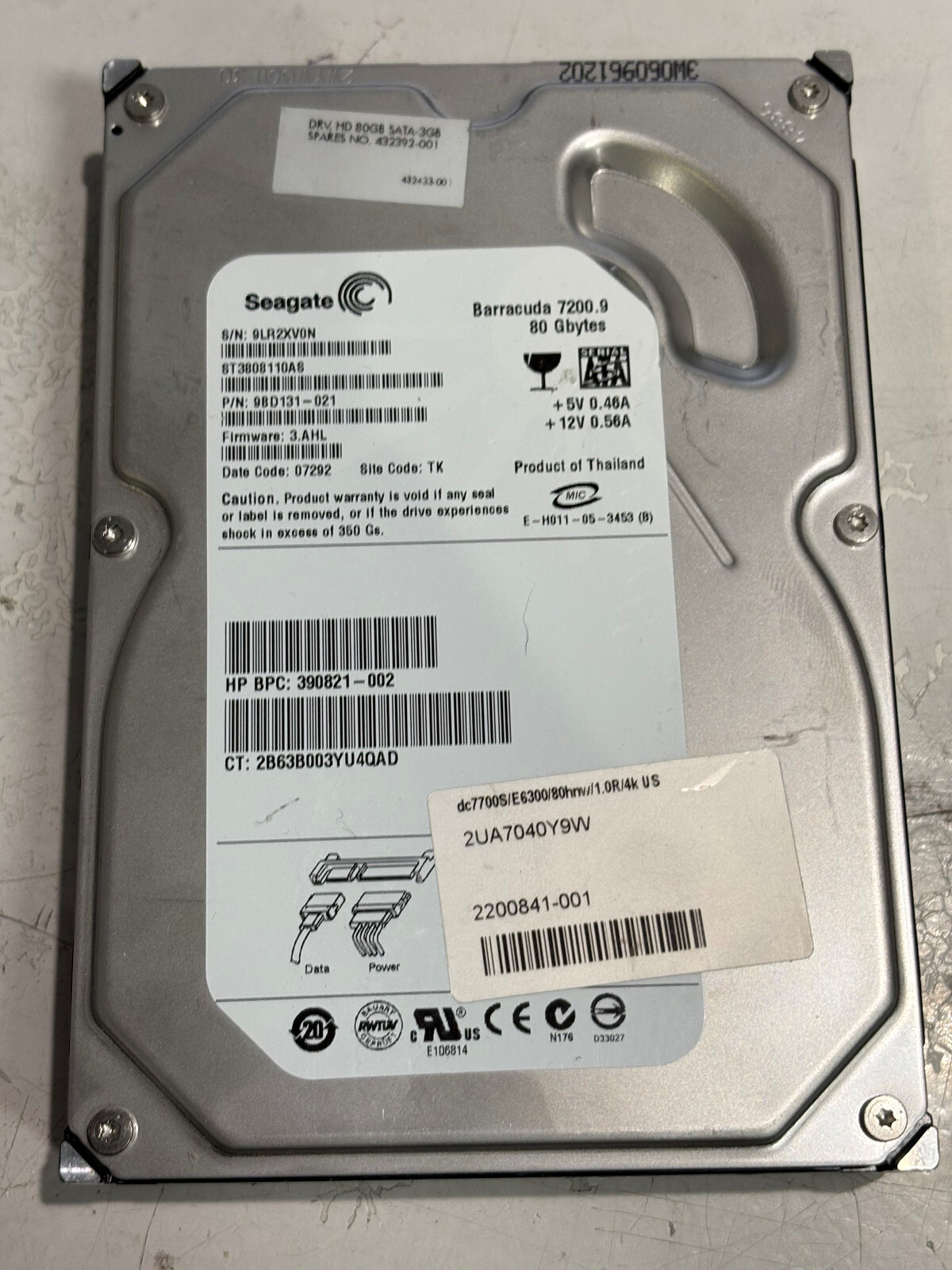 Seagate Barracuda 7200.9 ST3808110AS 9BD131-021 80 GB Hard Drive