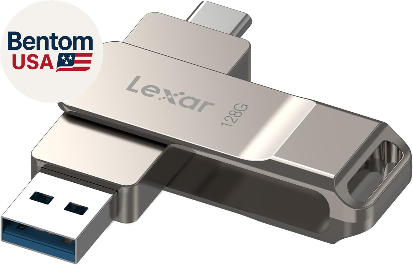 D40E 128GB Dual USB 3.2 Gen 1 Type-C Jump Drive, USB-C Flash Metal Housing Swive