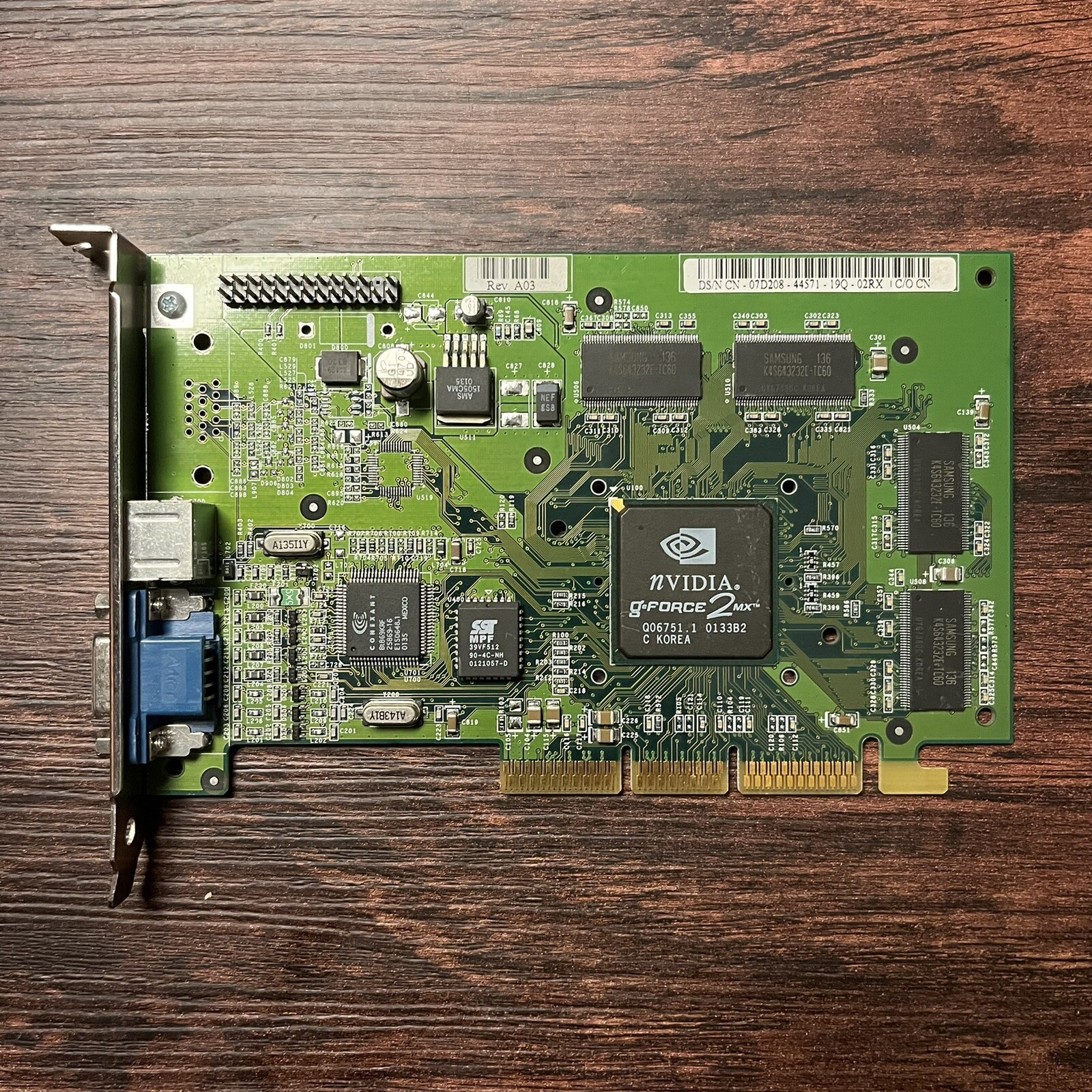Genuine Nvidia GeForce2 MX 32Mb VGA AGP Graphics Card Dell P/N: 5G998 MS-8835
