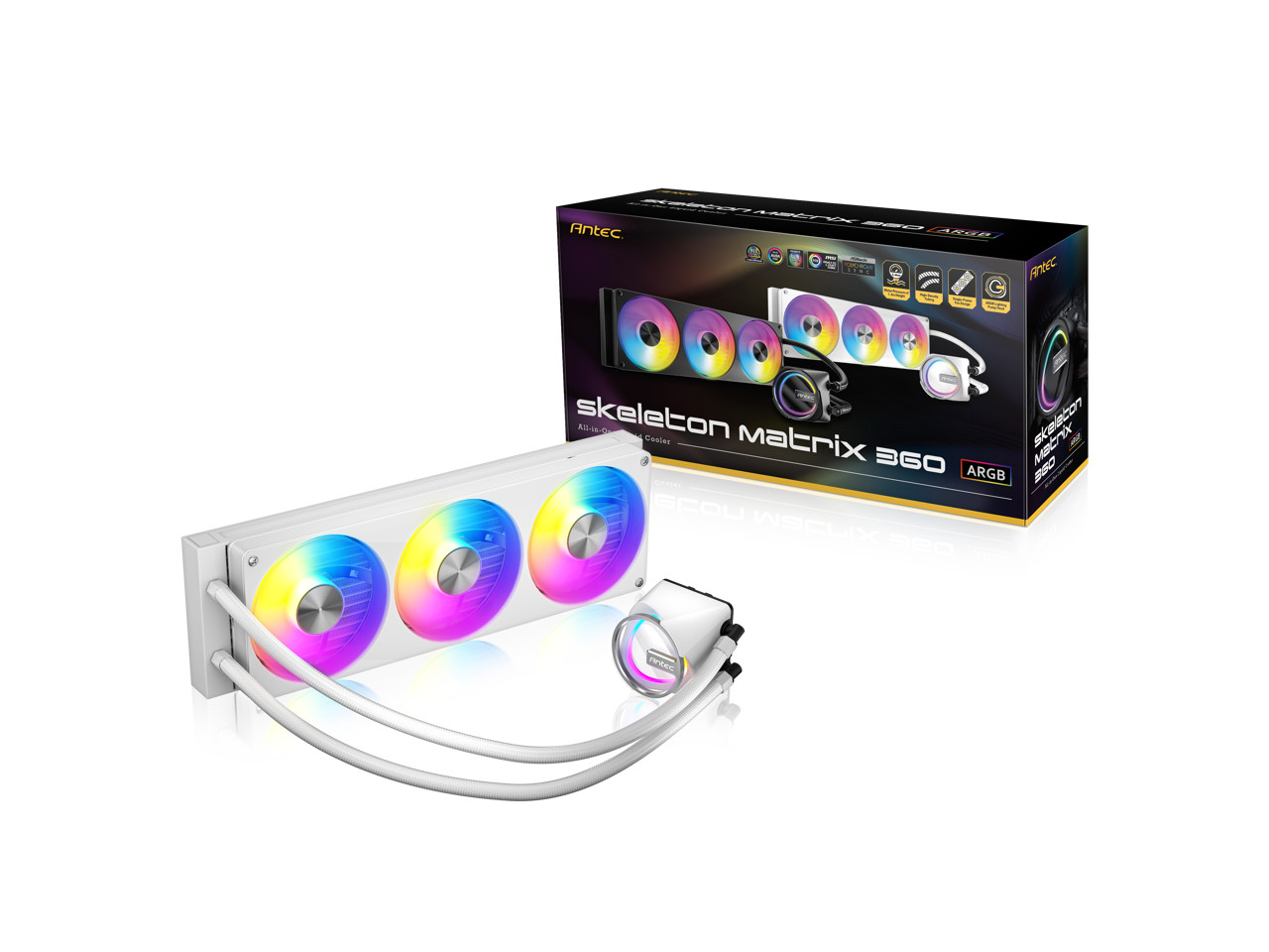 Antec Skeleton Matrix 360 ARGB White Liquid CPU Cooler, 360mm Radiator, Single-F