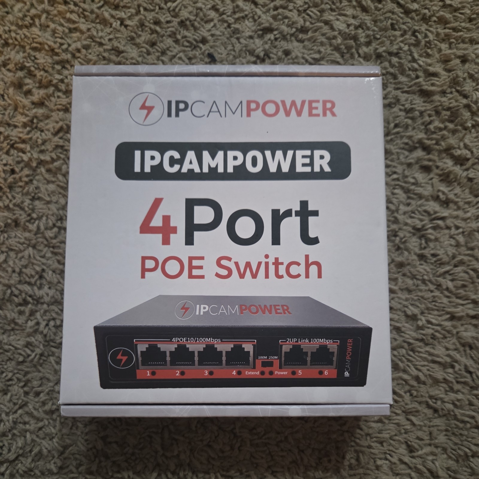 6 Port Unmanaged POE Switch 4 Port POE+ & 2 Ethernet Uplink 802.3at 30 Watts ...