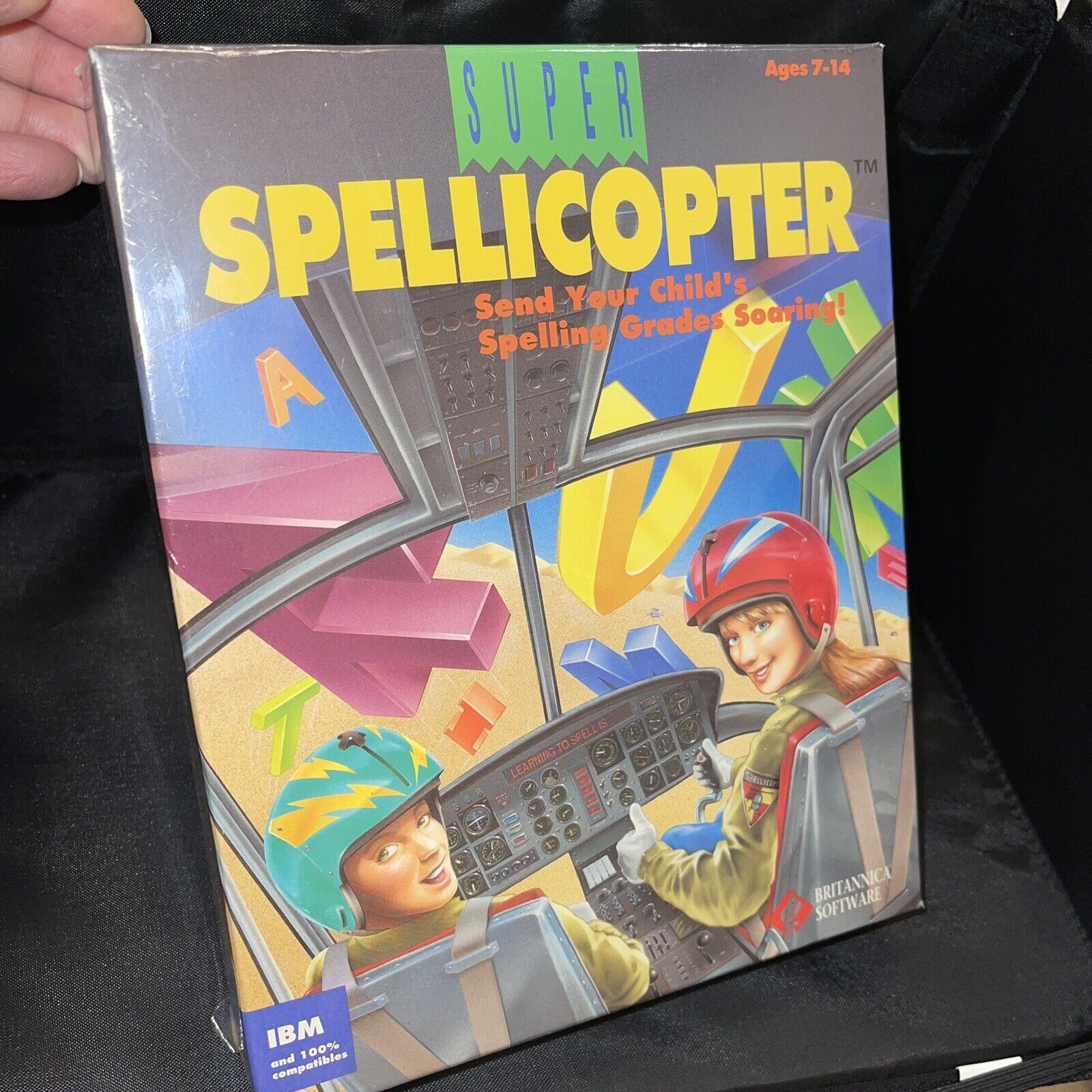 Super Spellicopter Vintage PC CD game classic spelling action spell words fly