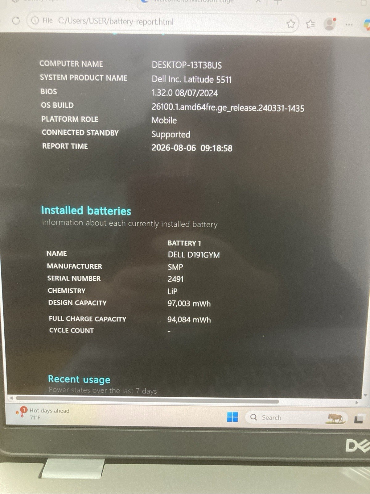 Dell Latitude 5511 I7-10850H 2.7GHz 128GB 16GB WIN11PRO NVIDIA MX250 bad fan