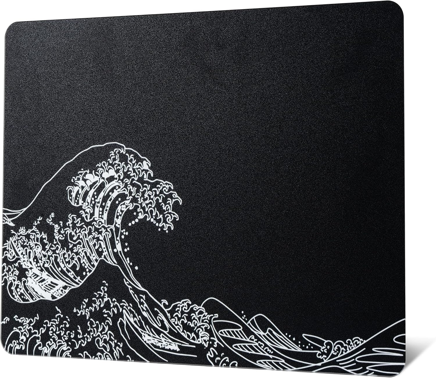 XVX Glass Gaming Mouse Pad, Black Kanagawa Hard Mousepads for Gaming,Professiona