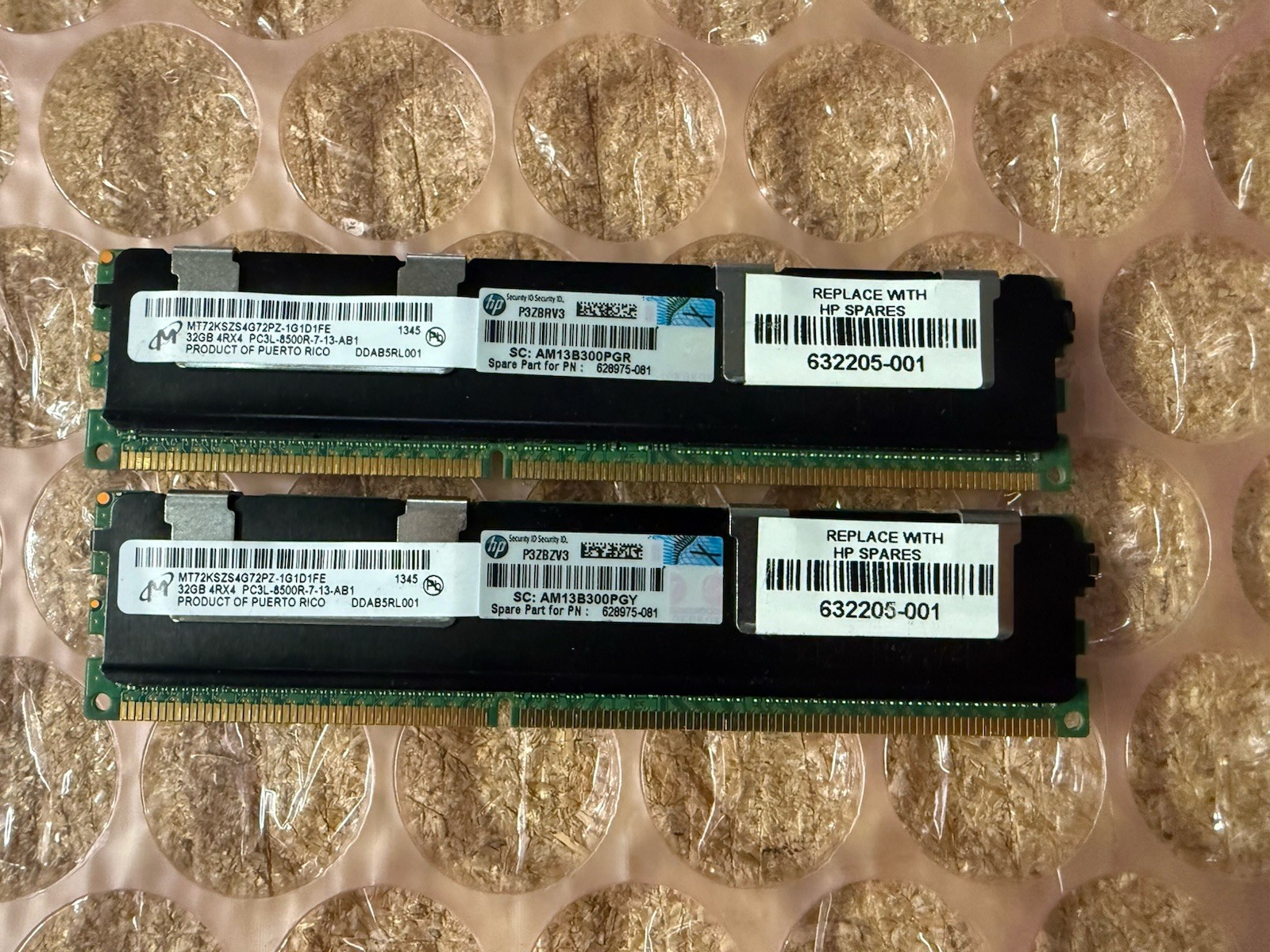 2 x 32GB (64GB KIT) 4Rx4 PC3L-8500R ECC Reg Server RAM HP 632205-001 628975-081