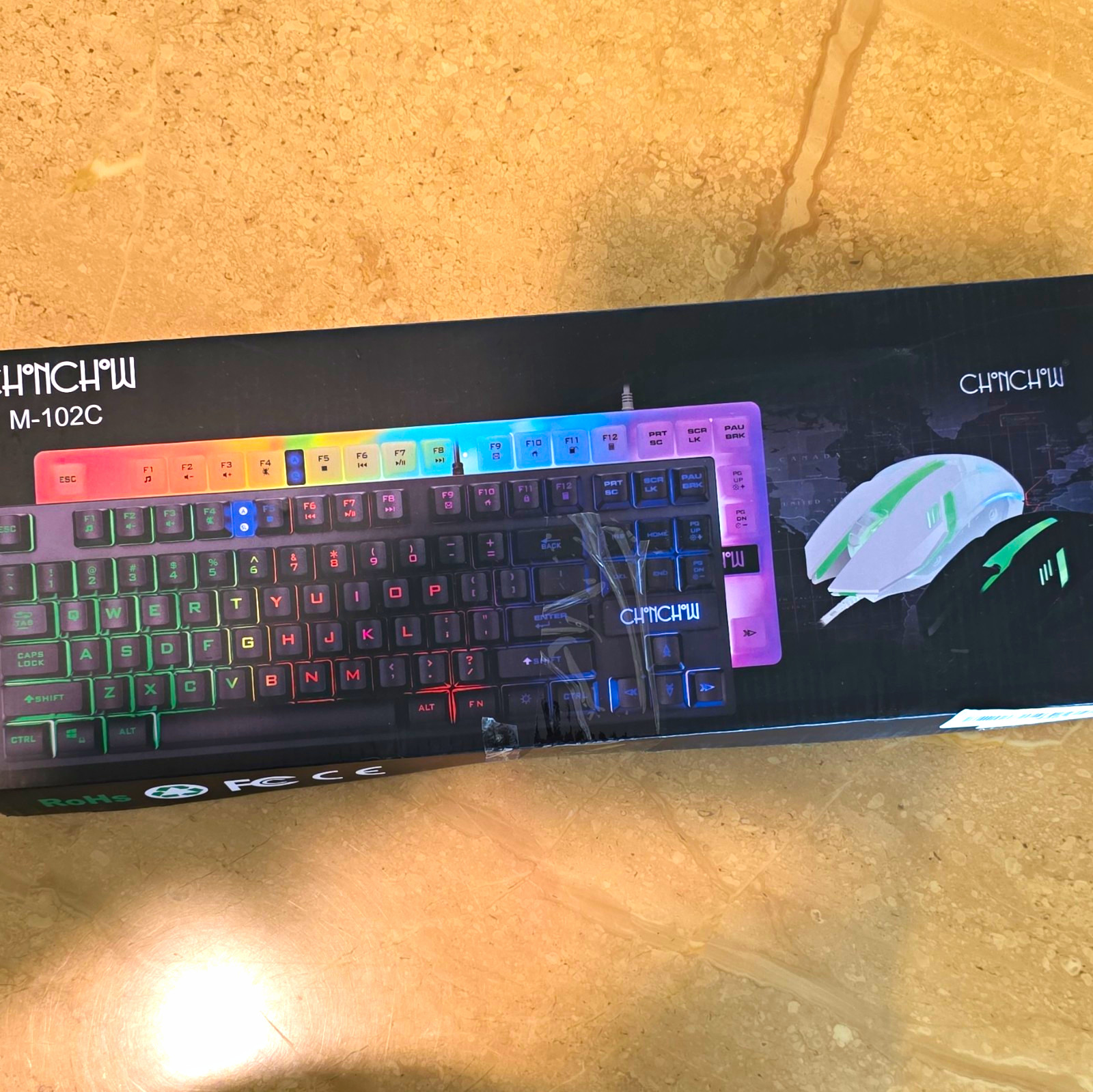 CHONCHOW M-102C USB Gaming Keyboard Mouse & Mousepad Combo. Backlit 3600 DPI