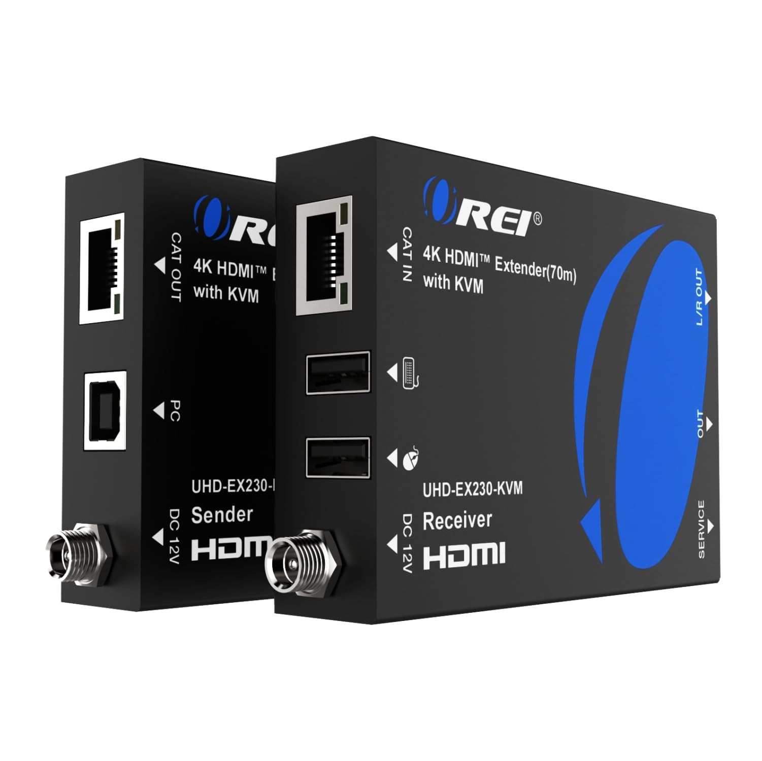 OREI KVM 4K HDMI Over Ethernet Extender Balun Over CAT7 230ft, POC HDCP 2.2