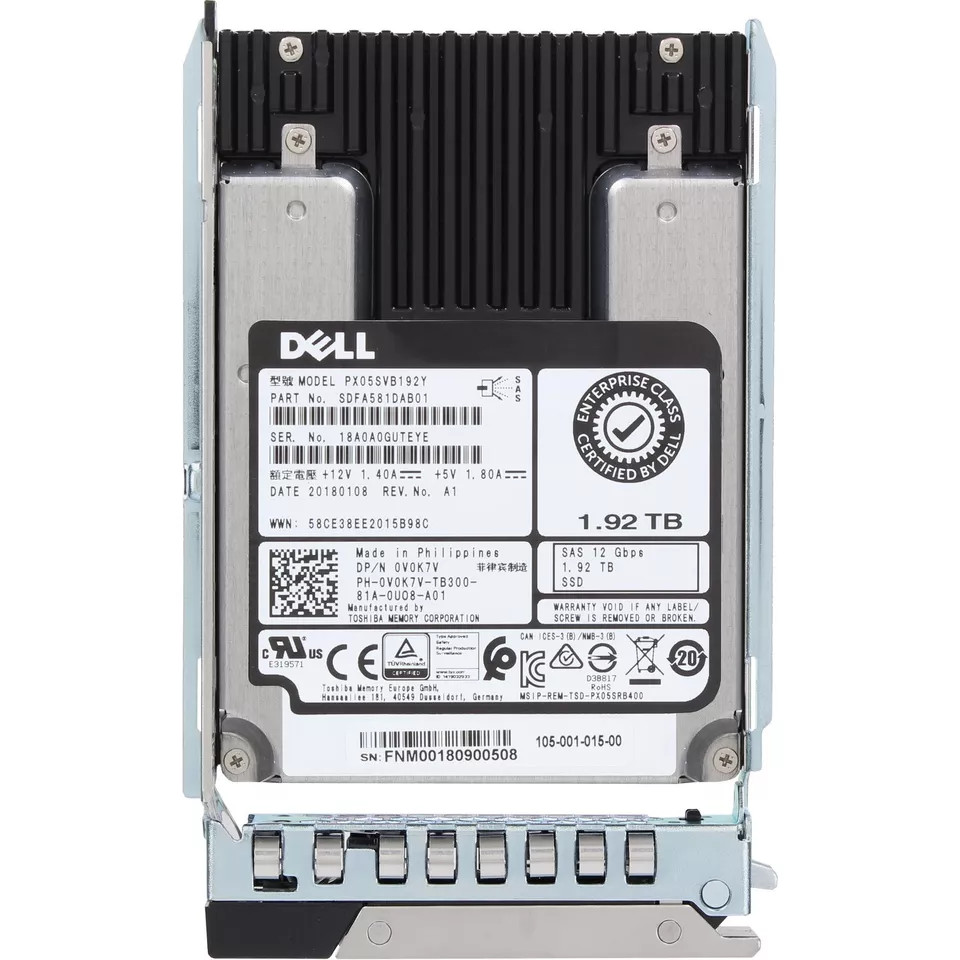 NEW 0V0K7V V0K7V DELL PX05SVB192Y 1.92TB 2.5" SAS 12G MU SSD Solid State Drive
