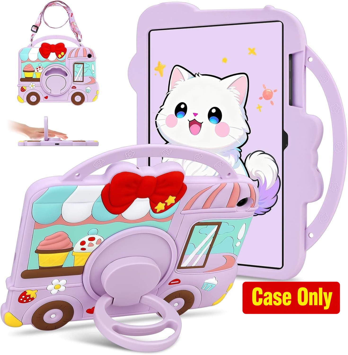 Cute Kids Case, Soft Silicone for Samsung Galaxy Tab A9 Plus 11-inch, Purple Col