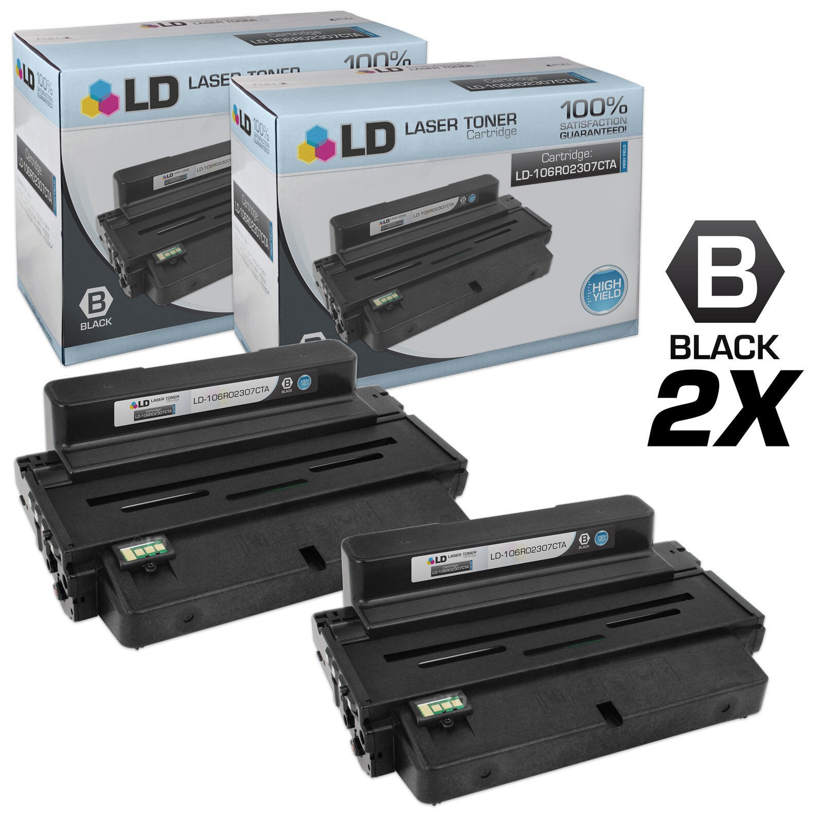 LD Compatible Xerox 106R02307 Set of 2 HY Black for Phaser 3320 Printer
