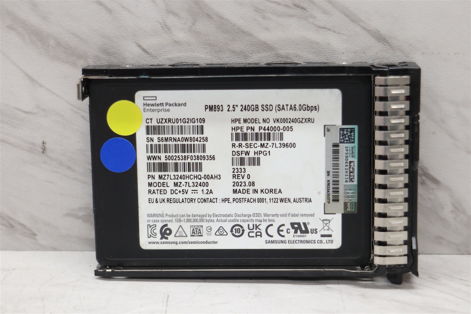 HP Samsung PM893 240GB SSD 2.5" MZ-7L32400 Solid State Drive 100% Health 
