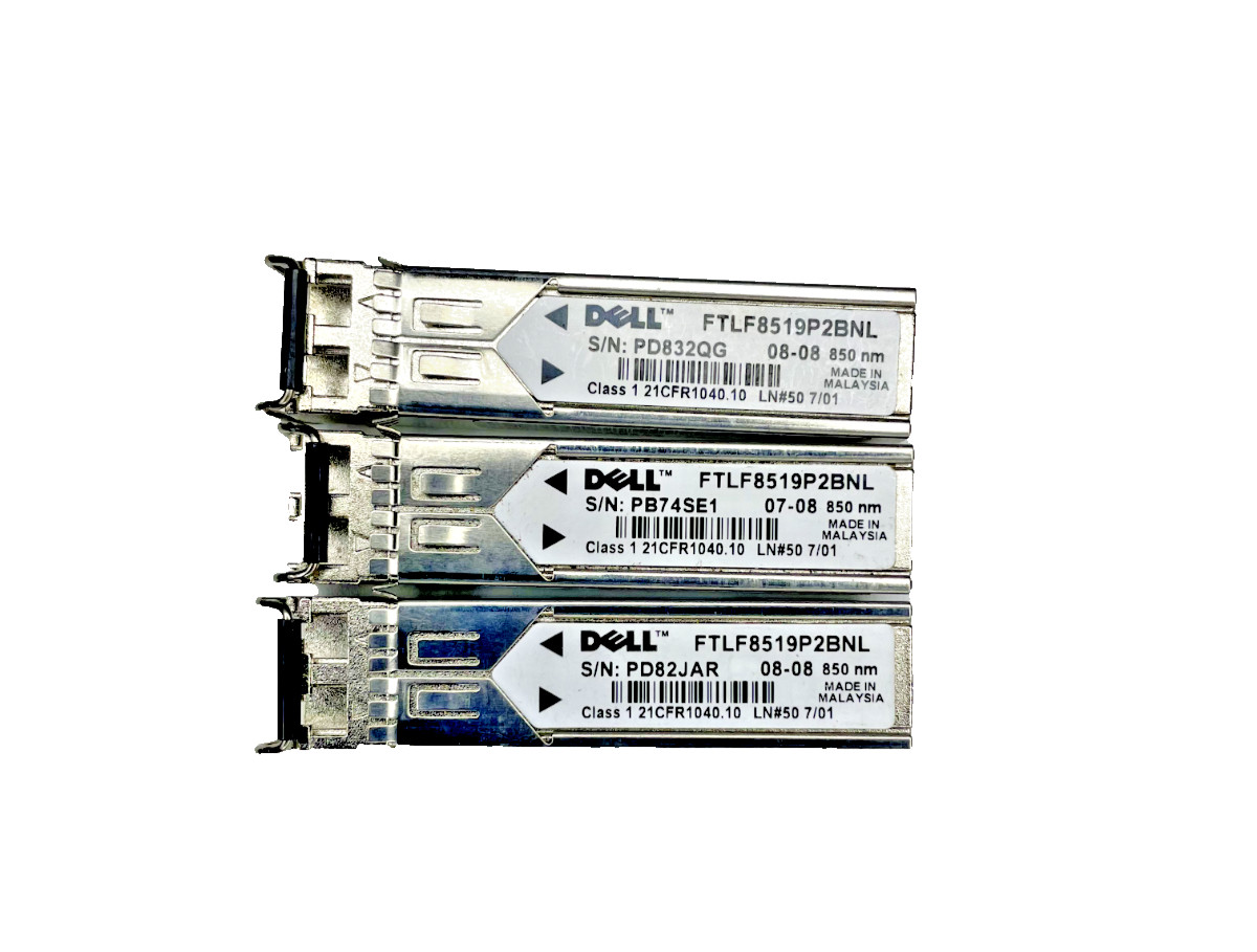 (Lot of 3) Dell FTLF8519P2BNL 8GB SFP+ Fibre Channel GBIC Transceiver Module