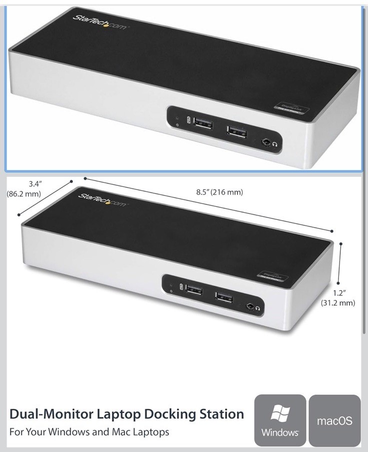 StarTech.com Laptop Docking Station, USB 3.0 Dual Monitor with HDMI and DVI/VGA,