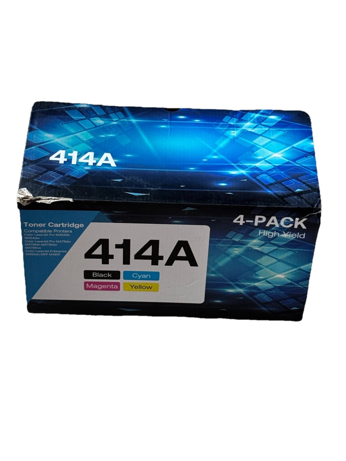 414A Toner Cartridges 4 Pack with Chip Replacement for HP 414A Black Cyan Yel...