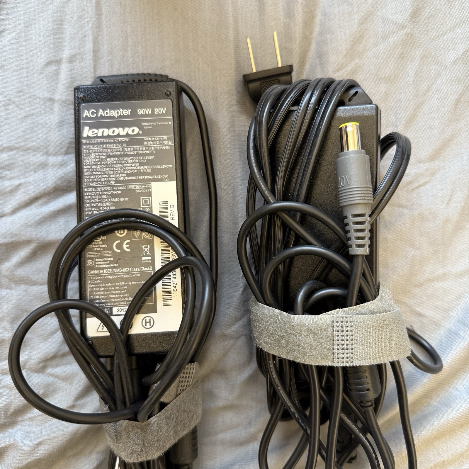 2x Genuine Lenovo ThinkPad 90W AC Adapter Laptop Charger Cord Round Tip
