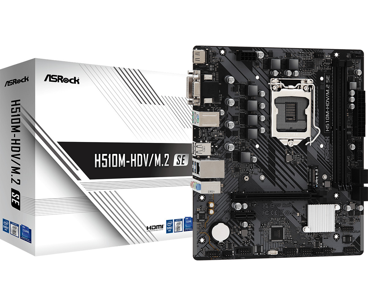 Asrock H510M-HDV/M.2 SE Motherboard Intel H470 Chipset LGA1200 M-ATX DDR4.