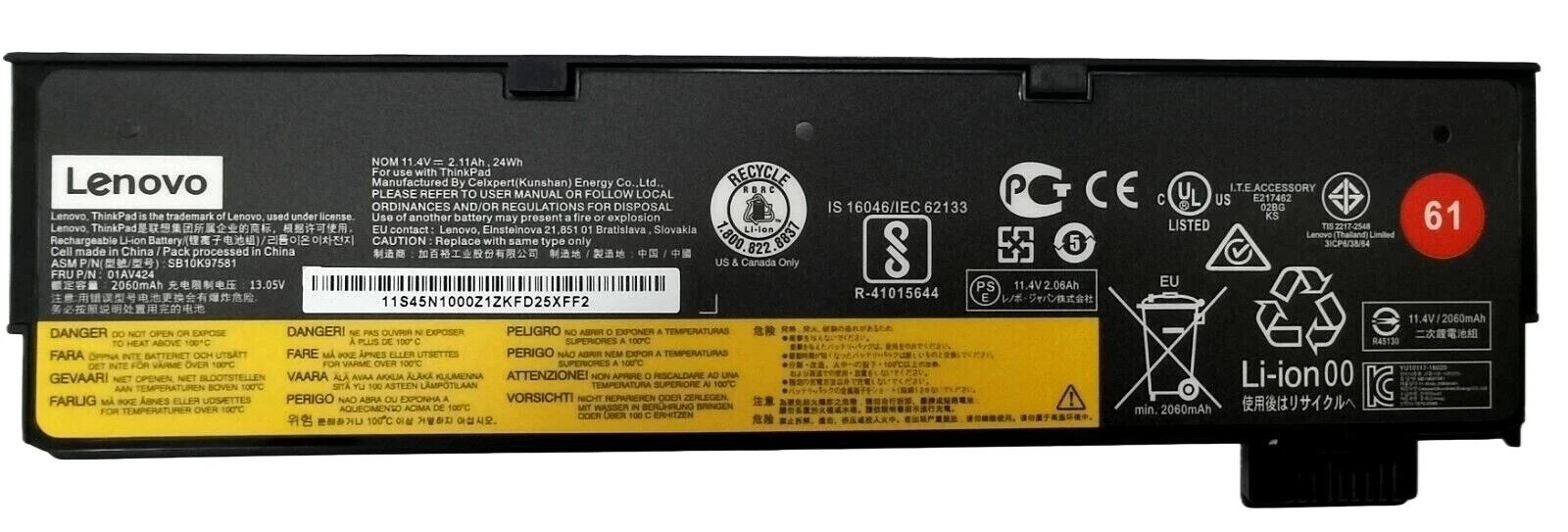 61 Original 01AV423 01AV424 Battery for Lenovo ThinkPad T480 T470 T580 T570 P51S