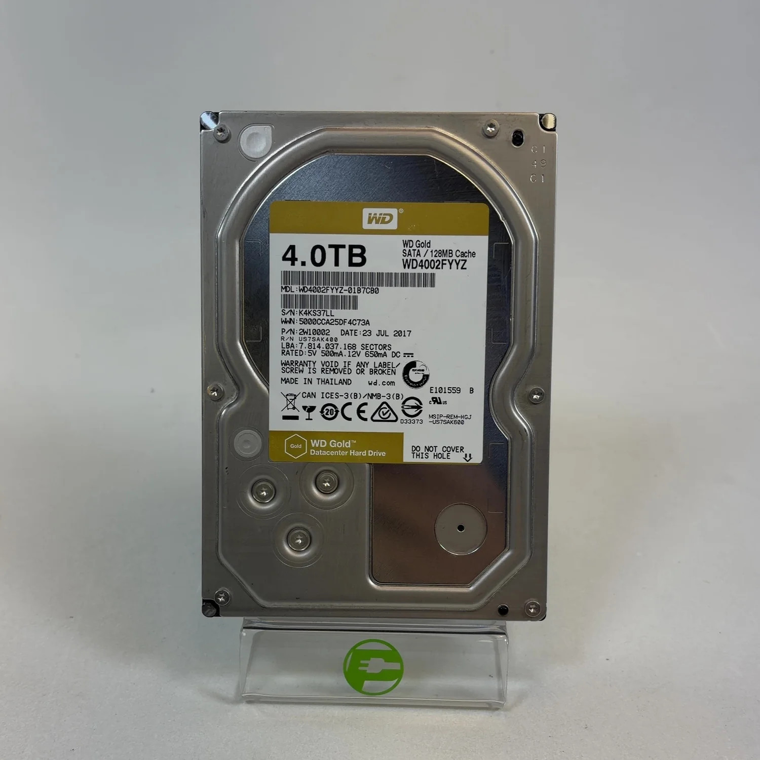 Western Digital WD 3.5" Gold Enterprise Class 4TB SATA III 6Gbps HDD 