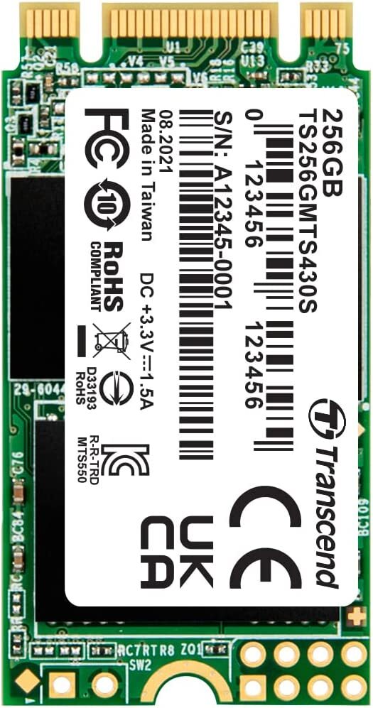 Transcend SSD M.2 2242 256GB SATA III 6Gb/s 3D TLC NAND DDR3 TS256GMTS430S