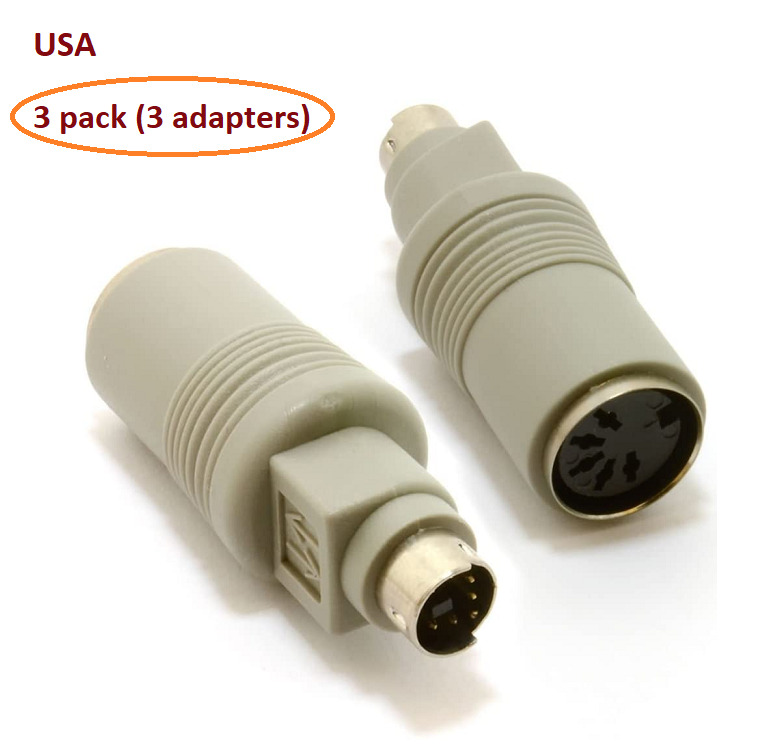 PTC 3pcs Keyboard Adapter PS2 6pin Male to AT 5pin DIN Female Adaptor Cable/Cord