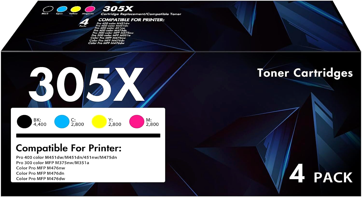 305X Toner Cartridge for HP LaserJet Pro 300/400 Color M451dn M451nw M475dn M476
