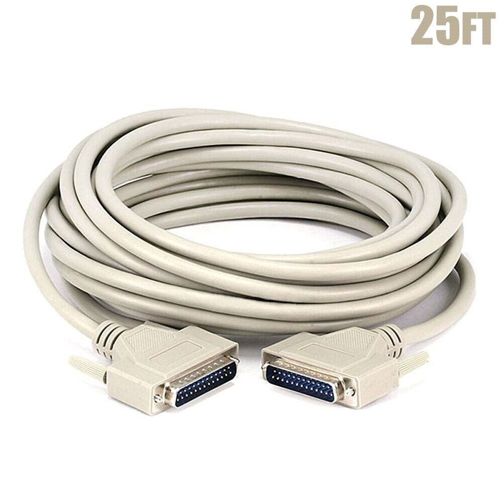 25FT IEEE-1284 Serial RS232 25pin DB25 DB 25 Male to Male M/M Molded Cable